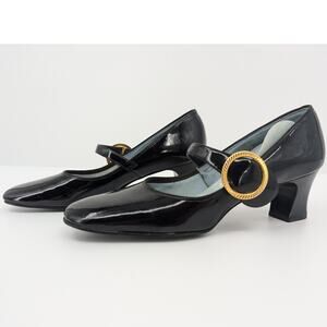 Life Stride Black Patent Mary Jane Heels Size 7 AAA Narrow Strap Vintage